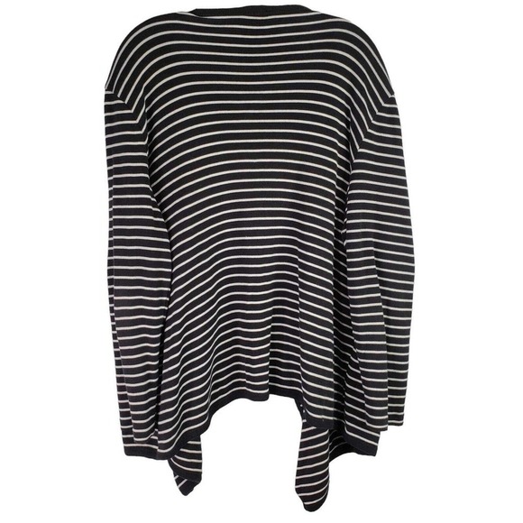 Talbots Cardigan Ruffle Knit Jersey Open Front Plus Size 1X Black White Stripe - Picture 3 of 6